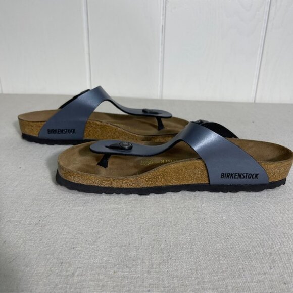 Birkenstock Gizeh Thong Sandal Ice Pearl Onyx Metallic Blue Sz EU 39 US 8 Womens - Picture 6 of 9
